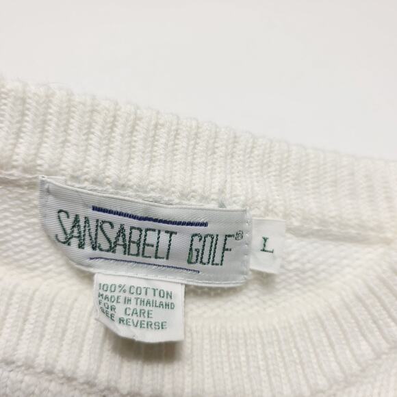 Vintage Sansabelt Golf Sweater Cotton Men's Large Pullover Abstract Preppy - Picture 6 of 6